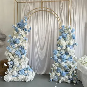 Arranjos de casamento em arco de flores de hortênsia azul de seda artificial IFG Venda quente