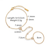 Bracelet chaîne réglable tendance en zircon blanc, anneau en acier inoxydable, chaîne de main à fleurs, bracelet, chaîne de corps pour femmes, bijoux