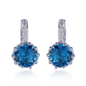 Pendientes de topacio chapados en oro rosa con detalles de diamantes para mujer, joyería clásica para uso diario - Product Image 4