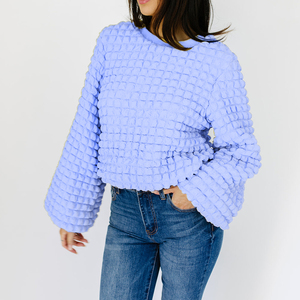 2024 Mới Giản Dị Kiểm Tra Bánh Mì Rãnh Vải Của Phụ Nữ Dài Tay Thời Trang Màu Trắng Áo Sơ Mi Lỏng Lẻo Của Phụ Nữ Hàng Đầu - Product Image 2