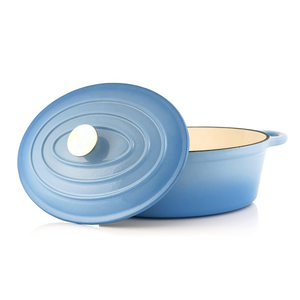 Tráng Men Gang Không Dính Nhà Bếp Nấu Ăn Soong Súp Kho Nồi Hà Lan Lò Hình Bầu Dục Đồ Nấu Nướng Với Nắp - Product Image 3