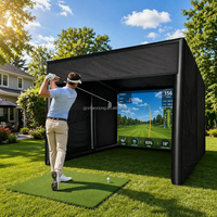 Simulateur de golf gonflable personnalisé pour l'intérieur et l'extérieur, tente de simulateur de golf pour la cour, avec écran de projection pour l'entraînement au golf