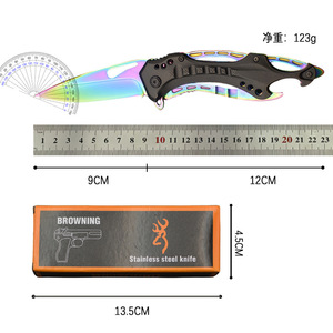 มีดพับแบบ Drop Point ใบมีดสแตนเลส ด้ามอลูมิเนียม สีเขียวรุ้ง เหลือง ดำ มีดพกพา EDC อุปกรณ์กลางแจ้ง - Product Image 6