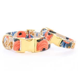 Großhandel Design Print Rosa Floral <span class=keywords><strong>Navy</strong></span> Hunde halsband mit Roségold Metalls chnalle - Product Image 5