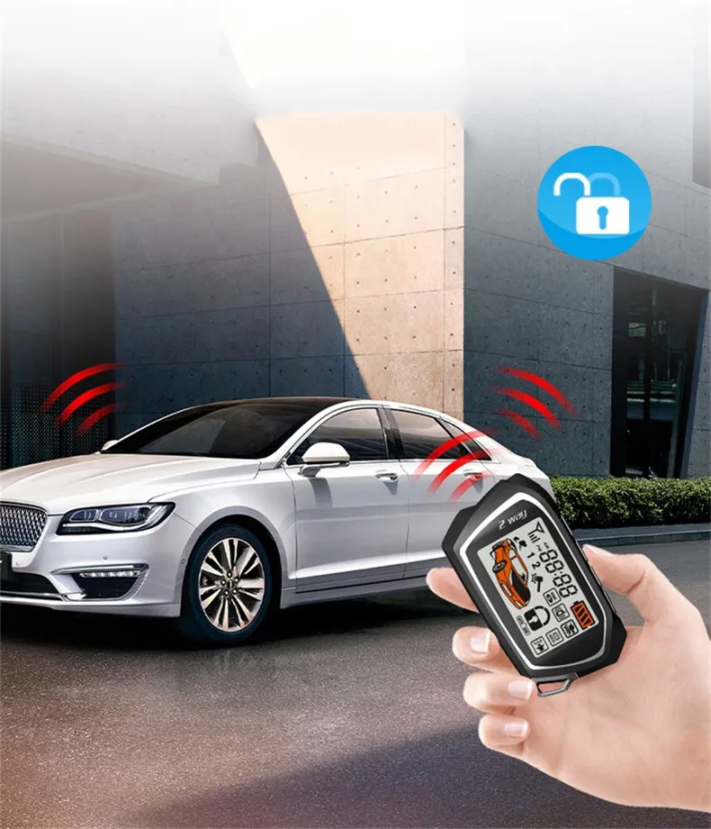 Intelligent Car Alarm Remote Engine Start 2 Way LCD Remote Control Security System Car Security Alarm