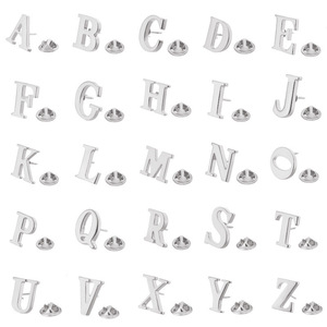 Spilla da Colletto/Spilla da Bavero da Uomo in Ottone con Logo Alfabeto Fantasia Oro 26 Lettere A-Z - Product Image 2
