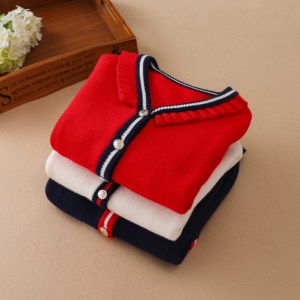 E2WOO Nouveauté Printemps Automne Pull pour Fille à Manches Longues, Cardigan à Boutons pour Filles de 3 à 12 Ans - Product Image 3