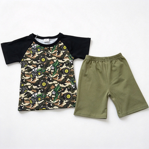 Ensemble 2 pièces imprimé en soie de lait OEM ODM pour enfants, short à volants, vêtements pour garçons et filles, ensemble pour tout-petits - Product Image 2