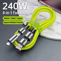 Câble Moleshi Mecha 4-en-1 à charge ultra-rapide 240W, silicone liquide, résistant à la flexion, noyau en alliage de zinc, OEM personnalisé, multi-protocoles