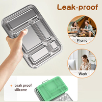 Boîte à lunch en acier inoxydable de qualité alimentaire, hermétique, à 5 compartiments, compatible lave-vaisselle, pour les tout-petits, les voyages de week-end, fabriquée par le fabricant OEM