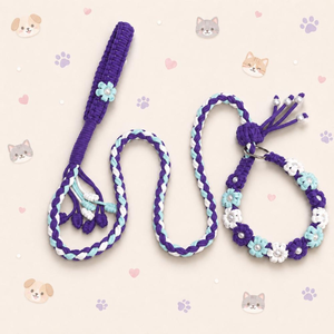 Set de Correa y Collar para Perro con Diseño Floral Personalizado, Hecho a Mano con Cuerda de Algodón, Regalo para Mamá de Perro, Kit de Paseo Resistente al Por Mayor - Product Image 6