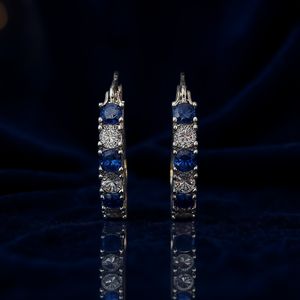 Orecchini a lobo classici con zaffiro, taglio brillante rotondo rosso rosa, montatura a griffe in lega di zinco, gioielli da festa da donna - Product Image 2