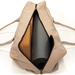 Yoga Mat <b>Duffle</b> <b>Bag</b> Patterned <b>Canvas</b> with Pocket and Zipper - Product Image 4