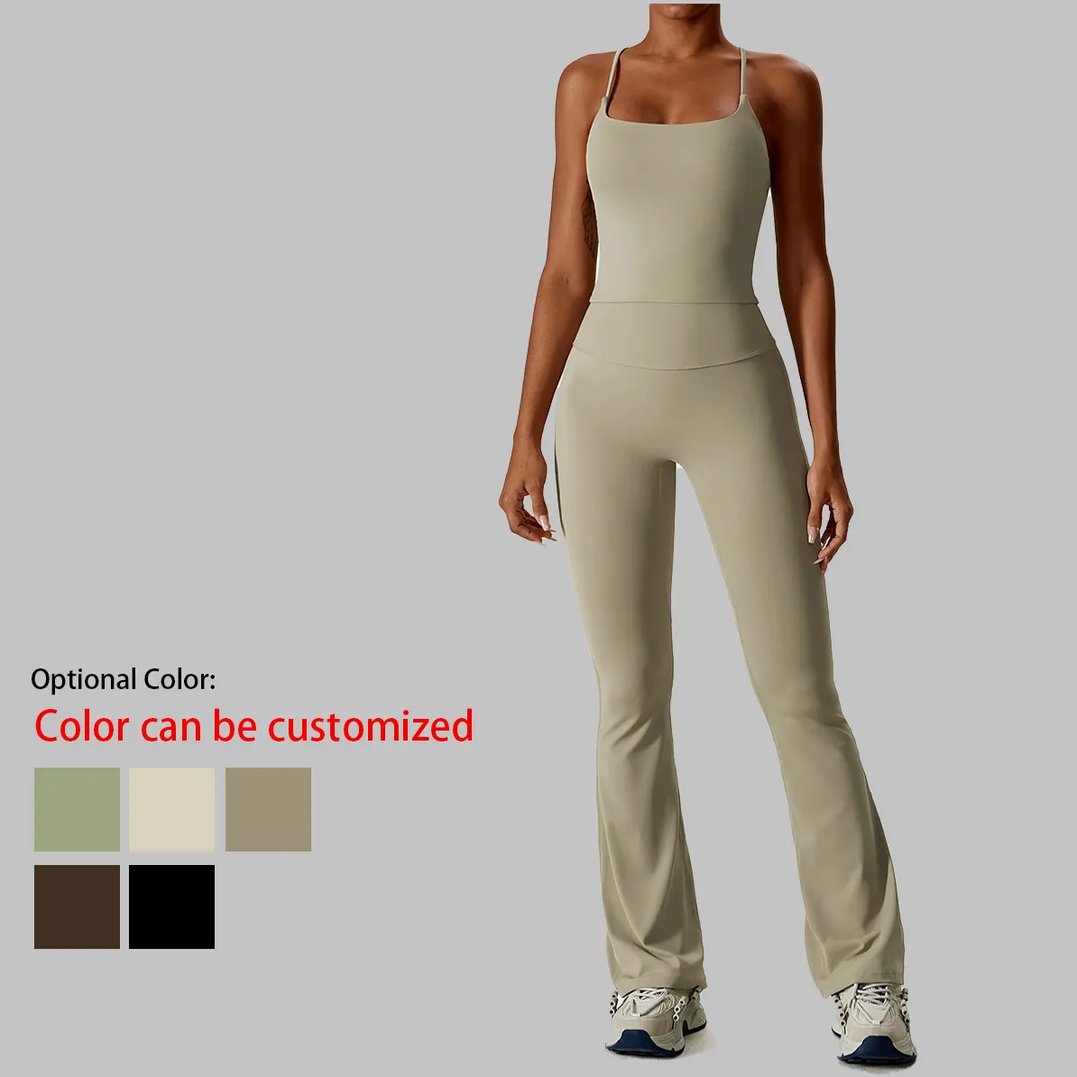 Nieuw Ontwerp Custom Workout Fitness Actieve Kleding Crop Tops Hoge Taille Fitness Flares Broek Yoga Set Voor Vrouwen