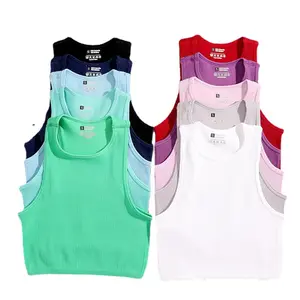 Factory Directly Sale European And American Thread Yoga Running Fitness Knit Sleeveless Crop Tank Tops For Women