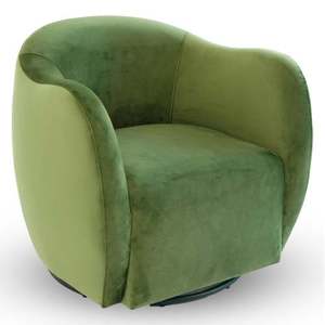 Fauteuil pivotant moderne Renee - Velours vert, portable et durable pour salon, chambre et salle à manger - Product Image 6