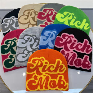 IDOIT en stock, gorros de punto de invierno Unisex, gorros multicolores "Rich <span class=keywords><strong>Mob</strong></span>", gorro de lana Y2K y sombrero de cubo - Product Image 1