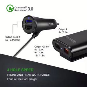 <b>USB</b> QC <b>3.0</b> Backseat Clip Car Charger with Extension <b>Cable</b> for Mobile Phone Rear Back Seat Vehicle Fast Charging Adapter - Product Image 3