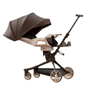 Bebek yürüteci çift yönlü arabası Ultra hafif katlanır aşağı uzanabilir bir döner koltuk yüksek görünüm