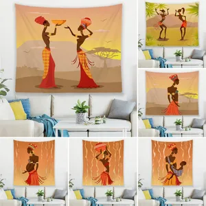 African Tribal Woman Printed Tapestry Wall Art Background Cloth Home Decor Printed Tapestry