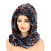 Ensemble bonnet et écharpe en fourrure de lapin tricoté à la main, mignon, unisexe, chaud, doux, respirant et imperméable pour l'extérieur