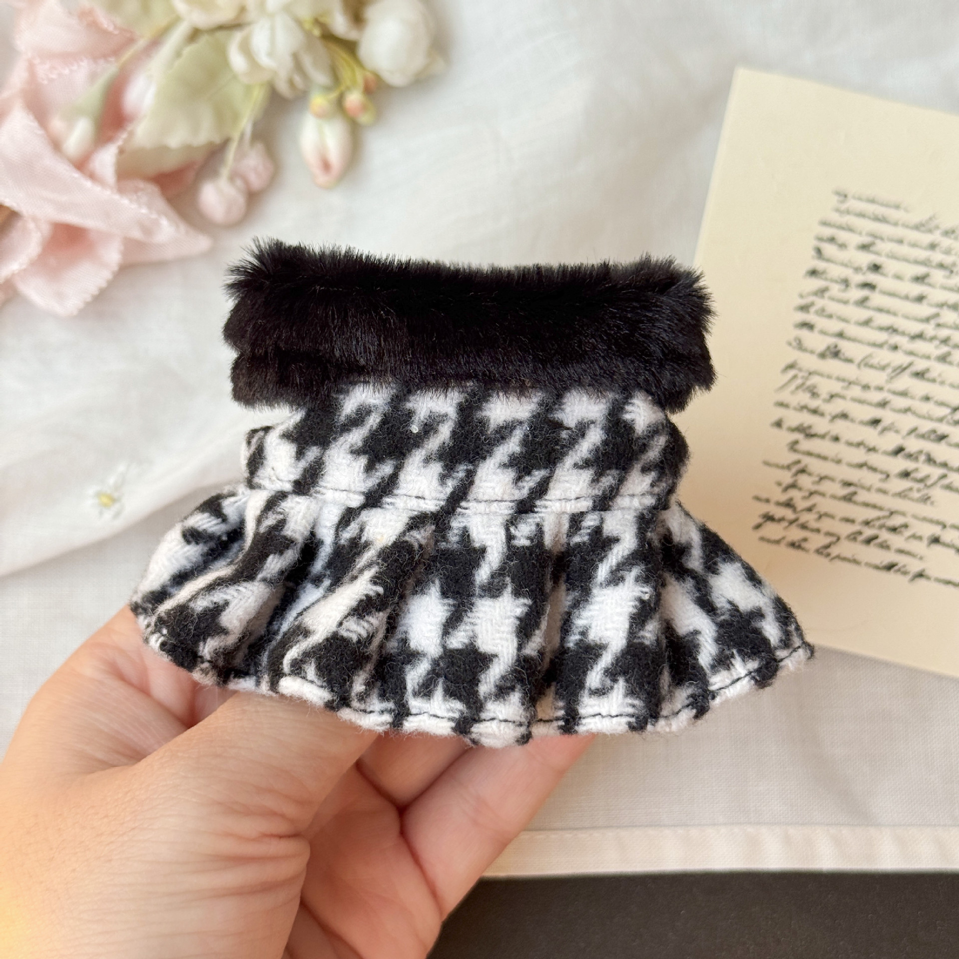 Houndstooth skirt-classic black-10-17cm universal