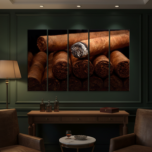 Art Deco Clear <b>Frame</b> <b>Canvas</b> Print Cigar Lounge Wall Art Tobacco Close-Up Landscapes SET of 5 PANEL <b>CANVAS</b> PRINTS for Hanging - Product Image 3