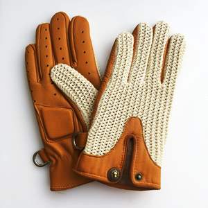 Gants d'équitation vintage en cuir pour <span class=keywords><strong>homme</strong></span>, personnalisables, avec maille tricotée au crochet, pour la vie quotidienne, le cyclisme, le cross et la conduite - Product Image 4