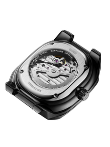 Men's Sapphire Glass Mechanical <strong>Black</strong> Samurai Skeleton Dial square Men <strong>Watch</strong> - Product Image 4