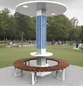 Moderno intelligente batteria solare panchina da giardino all'aperto di energia solare in acciaio zincato Smart Park panca con tetto - Product Image 2