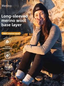 Maglietta <span class=keywords><strong>Termica</strong></span> a Maniche Lunghe da <span class=keywords><strong>Donna</strong></span> 100% Lana Merino, Leggera, ad Asciugatura Rapida, per Attività all'Aperto, Allenamento, Corsa e Sport - Product Image 1