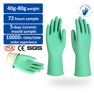 Gants de ménage en caoutchouc vert de 30cm imperméables à l'eau, surface antidérapante à texture moyenne, polyvalents pour le nettoyage de la <span class=keywords><strong>vaisselle</strong></span> - Product Image 1