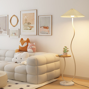 Kem phong cách LED sắt Đèn sàn với Side bảng lưu trữ cạnh giường Pleated đứng đèn cho phòng khách phòng ngủ hoặc Bàn cà phê - Product Image 2