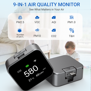 Testador de Qualidade do Ar Portátil 9 em 1, <span class=keywords><strong>Detector</strong></span> de PM2.5, PM1.0, PM10 e <span class=keywords><strong>VOC</strong></span>, Monitor de Qualidade do Ar Interno, CE ROHS - Product Image 4