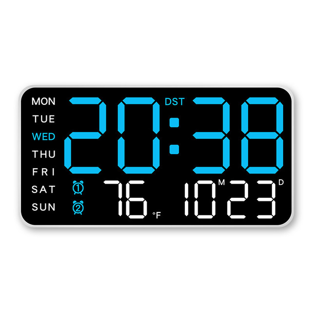 2026 Wall Clock Voice Control Alarm Clock LED Digital Clock Temperature Date Week Display Brightness Adjustment Decoration