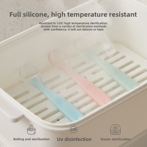 Cuchara de Silicona Suave para Bebés, Cuchara para Arroz Infantil, Set de Alimentación para Alimentos Complementarios, Diseño Sólido, Hecho en China, para <span class=keywords><strong>6</strong></span> <span class=keywords><strong>Meses</strong></span> o Más - Product Image 4