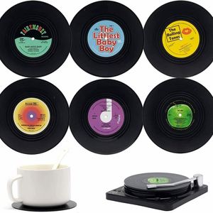Ensemble de sous-verres rétro personnalisés en forme de CD, en plastique ABS résistant à la chaleur, antidérapants, réutilisables, en forme de disque vinyle, pour la décoration de table ou de mur, café - Product Image 1