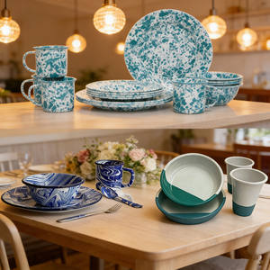 Juego de <span class=keywords><strong>Vajilla</strong></span> de Esmalte para Exteriores, Campamento, Senderismo y Aventura, Color Blanco, Calidad Alimentaria Europea, Logotipo Personalizado, Taza de Café de Esmalte, Plato para Sopa - Product Image 4