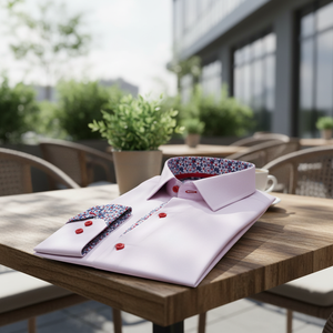 Chemise pour homme en coton 100% à imprimé floral rose, décontractée, respirante, grande taille - Product Image 3
