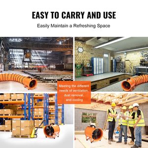 Ventilateur de cylindre robuste Portable de 12 pouces 16.4ft tuyau de conduit 585W ventilateur utilitaire industriel fort 3198CFM collecteur de poussière d'échappement - Product Image 6