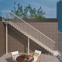 Escalier droit en acier galvanisé pour extérieur, designs d'escaliers extérieurs