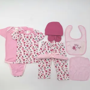 Pas badan bayi grosir kualitas tinggi dicetak bayi baru lahir Super lembut 8 pak Set pakaian bayi