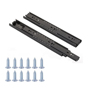 15.041 Black Kitchen Ball Bearing Slide Drawer Full Extension Telescopic Stainless Steel Drawer Slides Soft Close Drawer Slide
