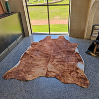 Großer Kuhfell-Teppich für Schlafzimmer, Kunstfell-Tierfell-Teppich für Western-Dekor Wohnzimmer, Braun