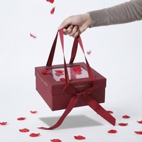 Boîte cadeau personnalisée avec fenêtre transparente, fermeture magnétique, emballage rigide en carton avec nœud en ruban pour un ensemble cadeau d'anniversaire
