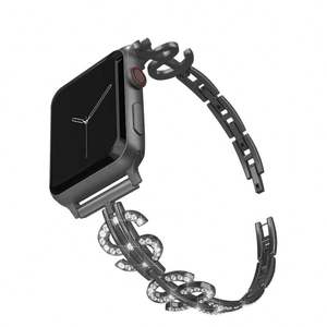 Pulsera con correa de metal a la moda para mujer, abalorio de dólar con diamante ciego para Apple Watch - Product Image 2