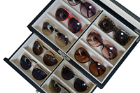 Organisateur de lunettes de soleil 12 fentes étui à lunettes en bois pour femmes hommes porte-lunettes boîte de rangement d'affichage