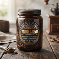 Autocollants personnalisés en vinyle découpé à la forme, imperméables, pour logo de marque de café, pour verre de grains de café, avec logo privé
