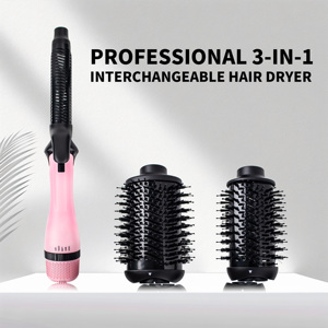 Etiqueta privada 3 en 1 profesional iónico intercambiable un paso aire caliente rizos voluminizador secador de pelo cepillo - Product Image 3