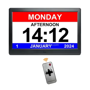 Pros 10" Large Time Display Digital Calendar Senior Clock Digital Analogue Display Calendar Dementia Clock Medication Reminder